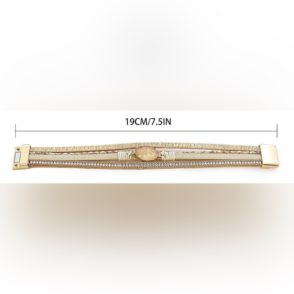 Layered Wrap Bracelet Multilayered with Magnetic Clasp - Picture 6 of 9